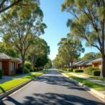 Quiet leafy residential street in a family suburb on the south side of Brisbane, Queensland